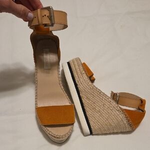 See By Chloe Tan and Orange Wedge Sandals Size 39